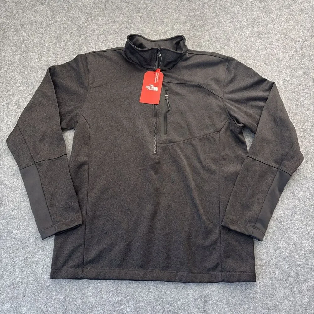 North Face Sweater Mens Large Charcoal Gray 1/4 Zip Pullover Fleece Casual NWT